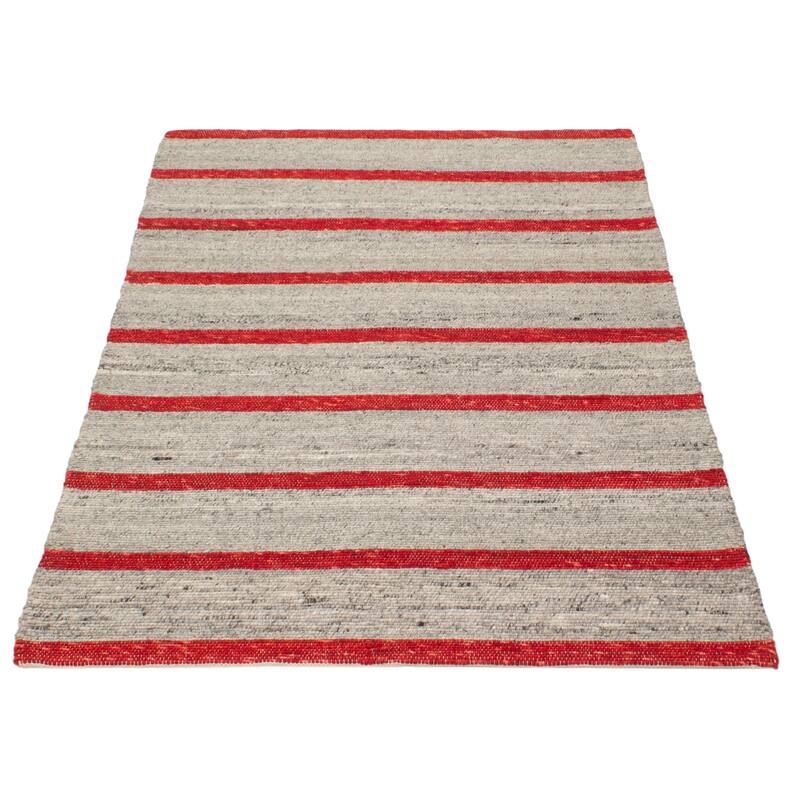 ECARPETGALLERY Braid weave Sienna Grey Wool Rug - 5'2 x 7'7