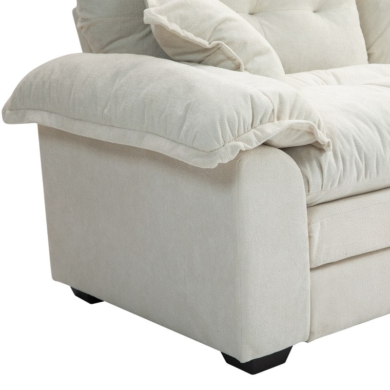 84" Chenille Loveseat Sofa with Memory Foam&Pocket Springs, Deep Seat Couch with 2 Throw Pillows