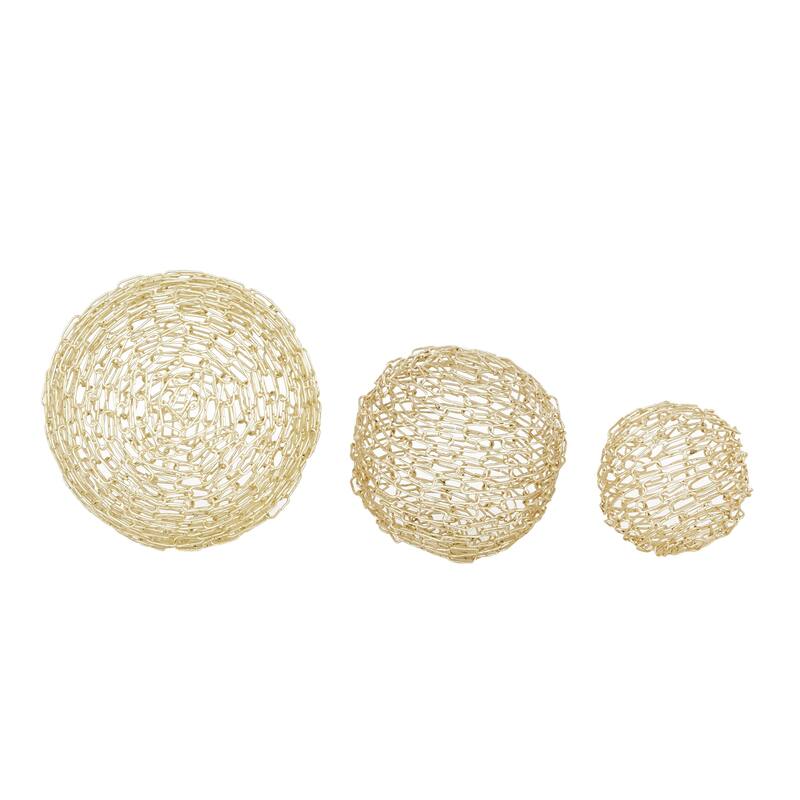 Metal Geometric Decorative Sculpture - Set of 3 Gold - CosmoLiving by Cosmopolitan
