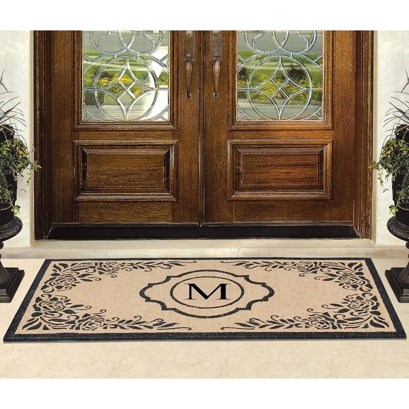 A1HC Hand Crafted Entry Flocked Coir Monogrammed Welcome Entrance Doormat 36"x72"