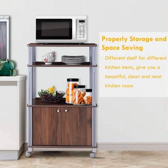 Microwave Rack Stand Rolling Storage Cart - 23.5" x 15.5" x 38.5" (L x W x H)
