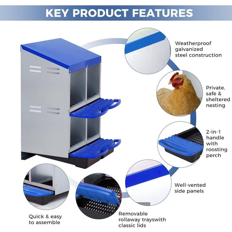 2 Tier 4 Holes Egg-Laying Boxes Nesting Boxes for Chickens Coops