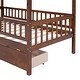 preview thumbnail 5 of 12, Walnut Twin Size Wooden House Bed with Two Drawers and Fence for Boys, Girls and Bedroom