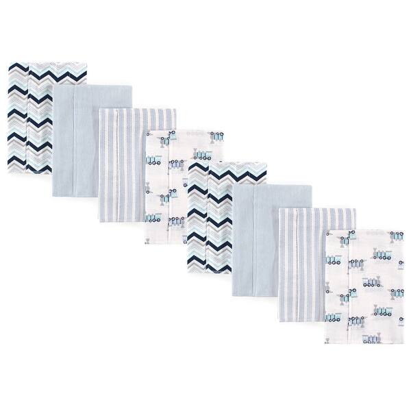 slide 1 of 1, Luvable Friends Boys Cotton Poly Flannel Burp Cloths 8-Pack, Train, One Size - Train 8-Pack - One Size