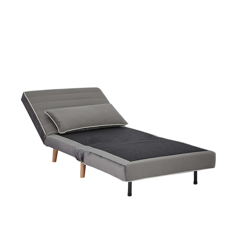 Velvet Foldable Sleeper Sofa Chair, Sofa Bed with 3-Position Adjustable Backrest, Quick 10-Second Conversion - Grey