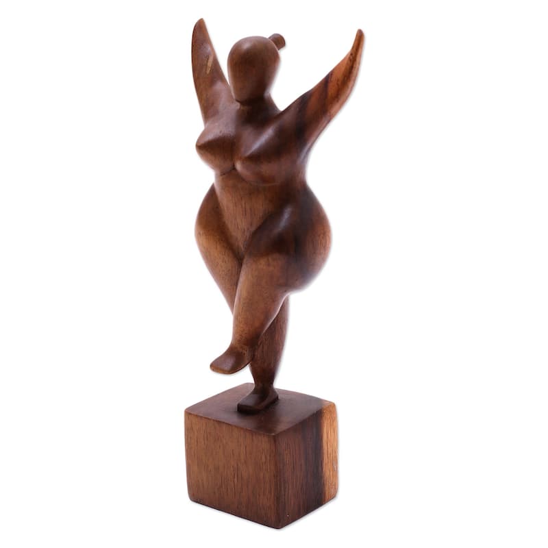 Novica Handmade Curvy And Happy Wood Sculpture - 11.75" H x 5" W x 2.8" D