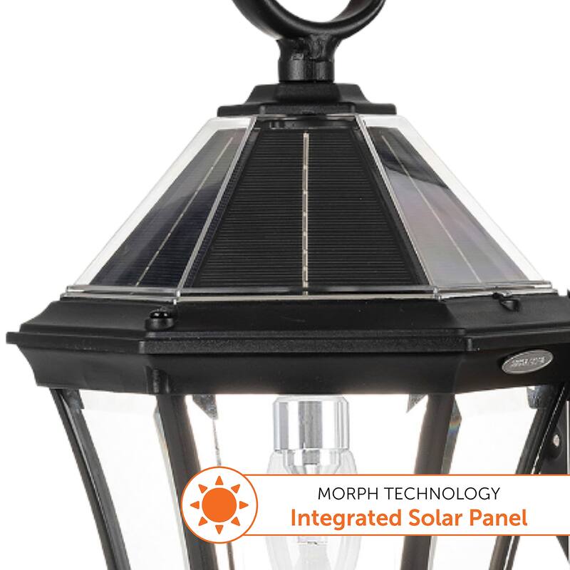 Victorian Morph 2-Light Aluminum Black Outdoor Solar Lamp Post Light