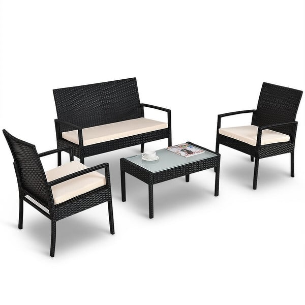 Shop Costway 4 Pcs Outdoor Patio Furniture Set Table Chair Sofa Cushioned Overstock 16088556