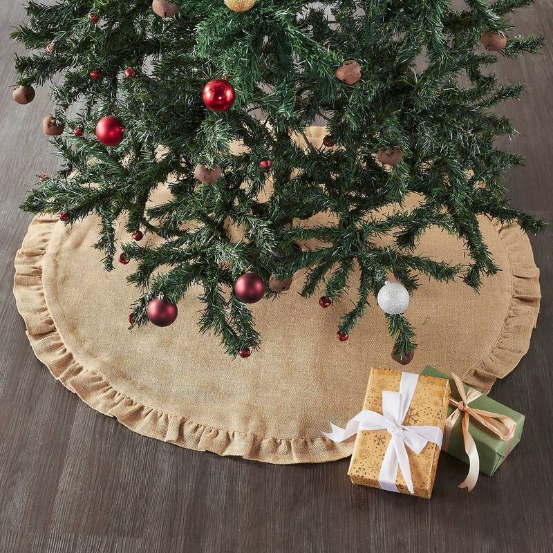 Greetings Jute Burlap Tan Tree Skirt 36 - 36 in - Tan - 36 in - Cotton - Indoor