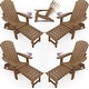 preview thumbnail 21 of 52, WINSOON All Weather HIPS Folding Adirondack Chair with Ottoman, 5-Gear Adjustable Backrest and Retractable Ottoman Set of 4 Teak x4