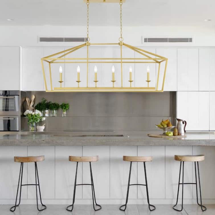 Acroma Mid-century Modern 6-light Kitchen Island Rectangle Chandelier - 49In