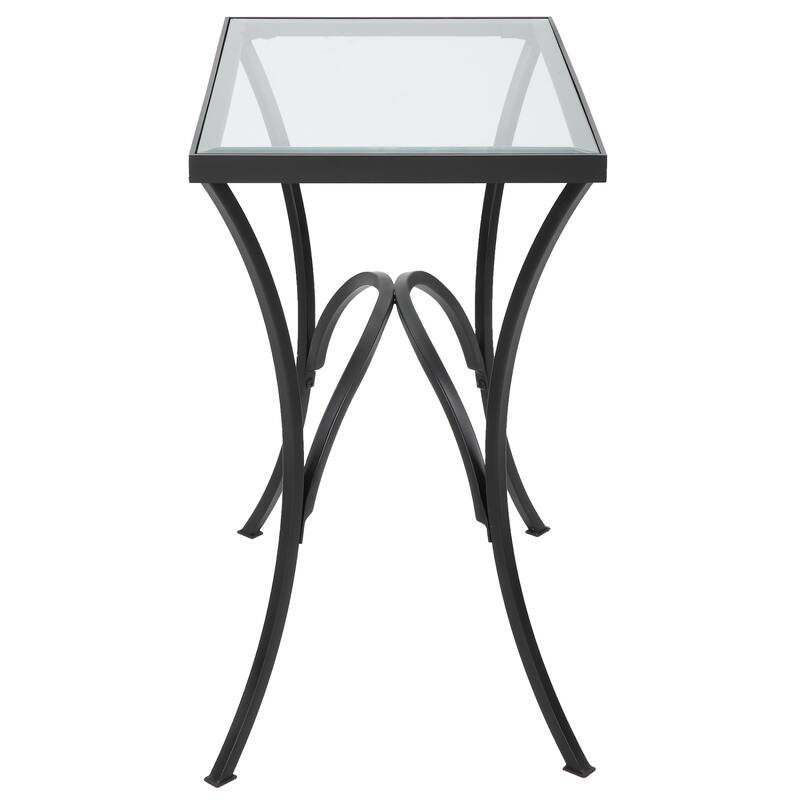 Tempered Glass End Table - 24" - Black and Clear
