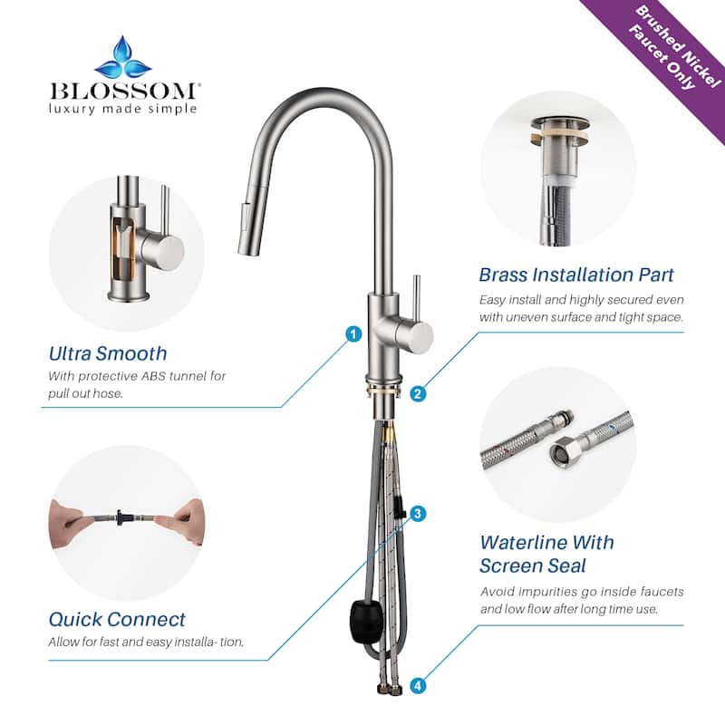 Blossom Solid Pull-Down Kitchen Faucet w/ 360 Swivel, Single Handle