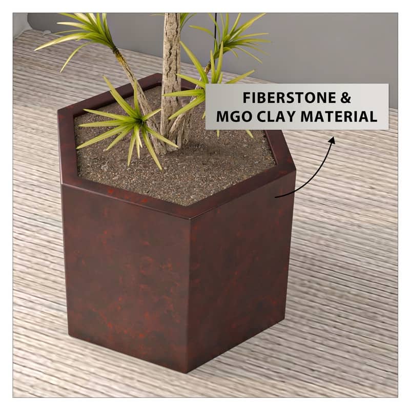 Thicket Hexagonal Urn Fiberstone and MgO Planter Pot with Drainage for Indoor Outdoor Home Office Patio Porch Yard Garden