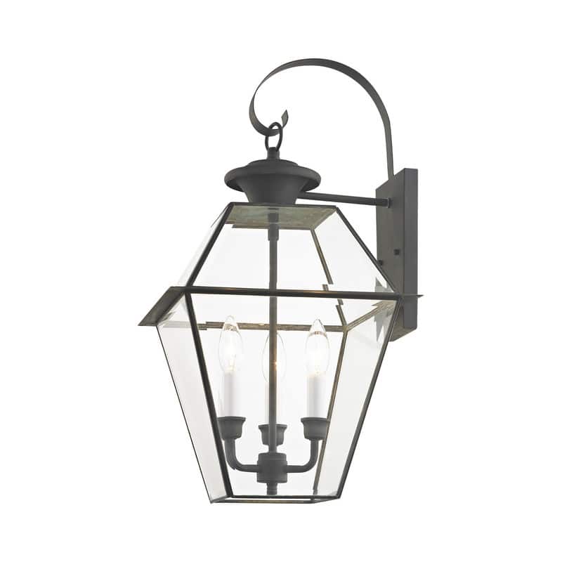 Livex Lighting 3-Light Charcoal Outdoor Wall Lantern, 2381-61 - 12" W x 22.5" H x 13" Ext.
