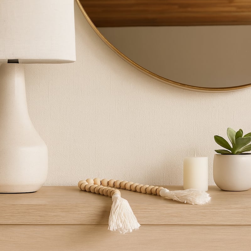 Wood Beads, Natural Finish, Bohemian Macrame Wall Decor and Home Accent for Living Rooms and Bedrooms - 45" x 1" x 1"