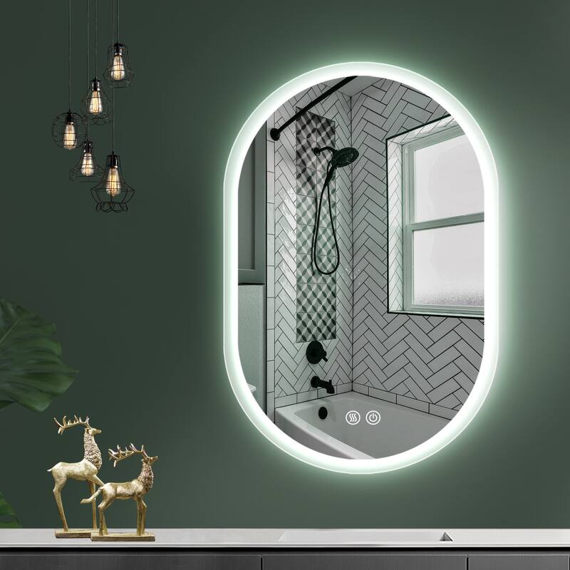 Smart Bathroom Mirror with Light, Frameless Oval Smart Vanity Mirror