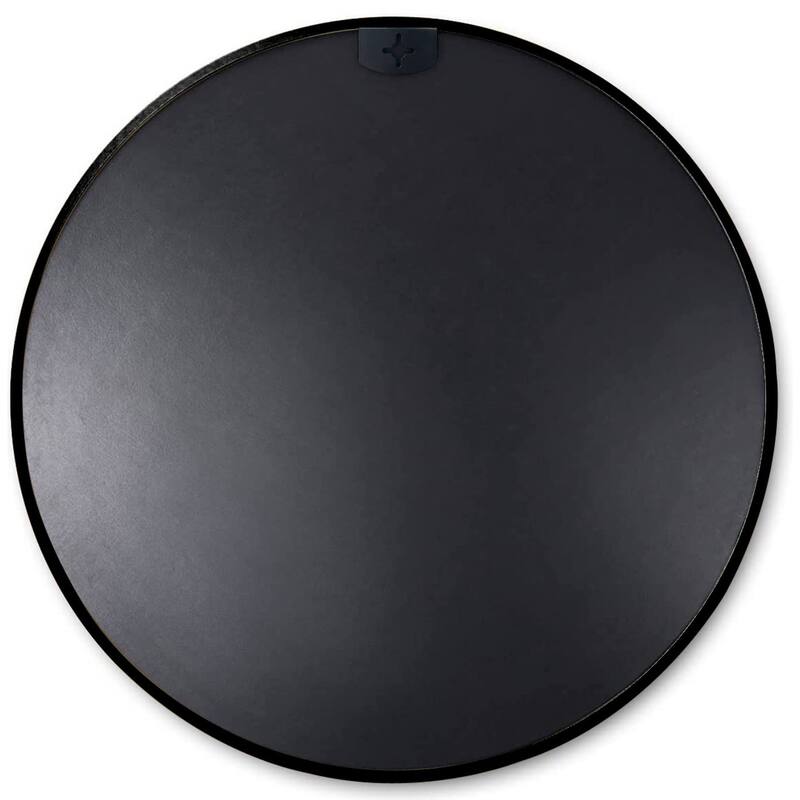 GDFStudio - Cressida Round Metal Ultra Slim Profile Decorative Wall Mirror with Distortion-Free Glass & Reinforced Mount