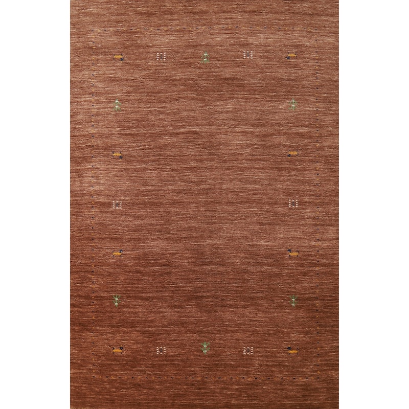 Brown Gabbeh Indian Rug Handmade Wool Carpet - 4'0" x 5'10"