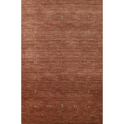 Brown Gabbeh Indian Rug Handmade Wool Carpet - 4'0" x 5'10"