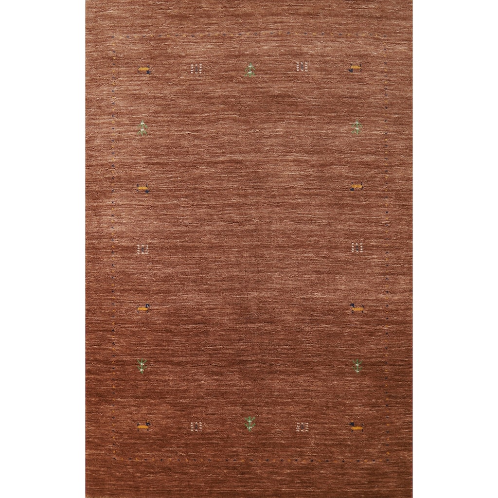 Hand Knotted Oriental 100% Wool Carpet Tribal Animal Pictorial Brown Gabbeh Area Rug - 5' 10'' X 4' 0''