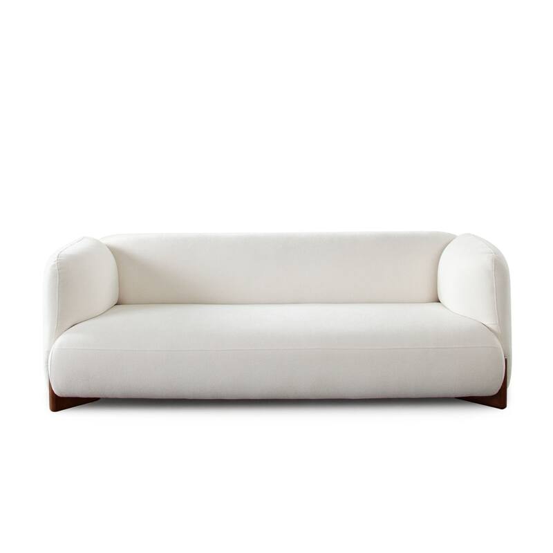 Kiol Sofa, 3 Accent Pillows, White Padded Polyester Seating, 88 Inch
