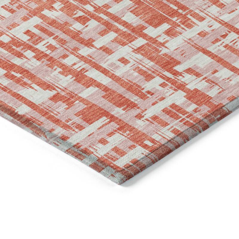 Machine Washable Indoor/ Outdoor Modern Crosshatch Chantille Rug
