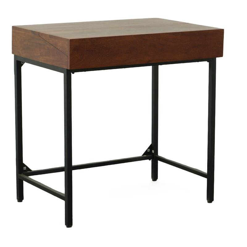 Lift-Top Writing Desk with 2-Drawer - 33" - Brown and Black