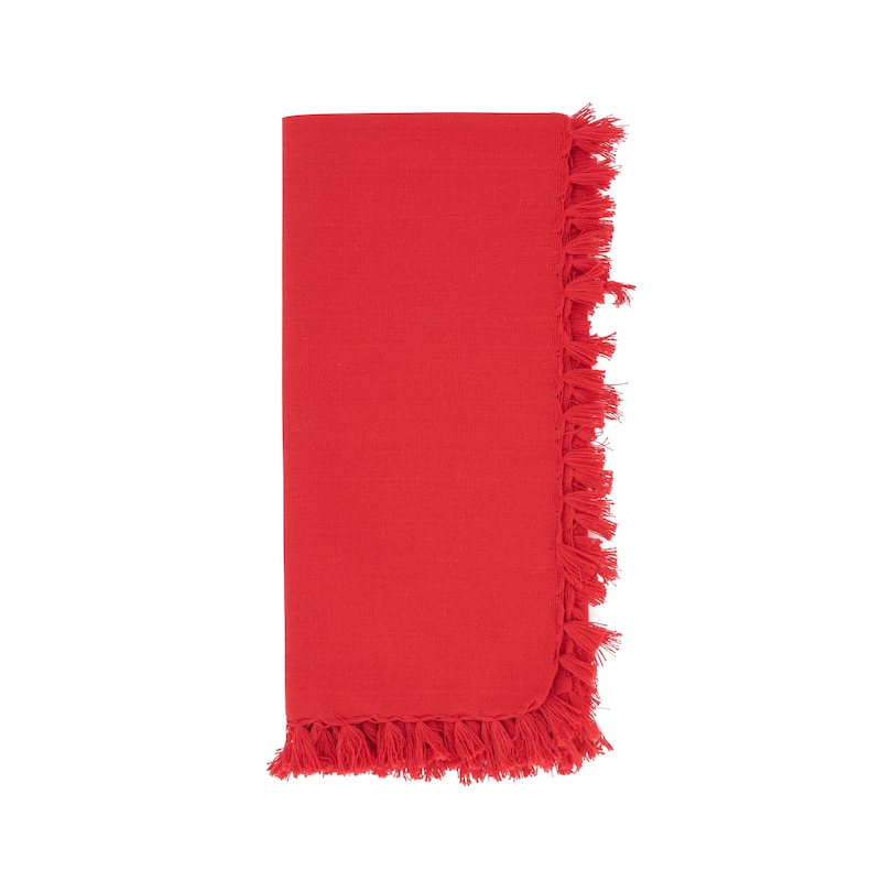 Fringed Design Napkins (set of 4) - 20"x20" - Set of 4 - Red