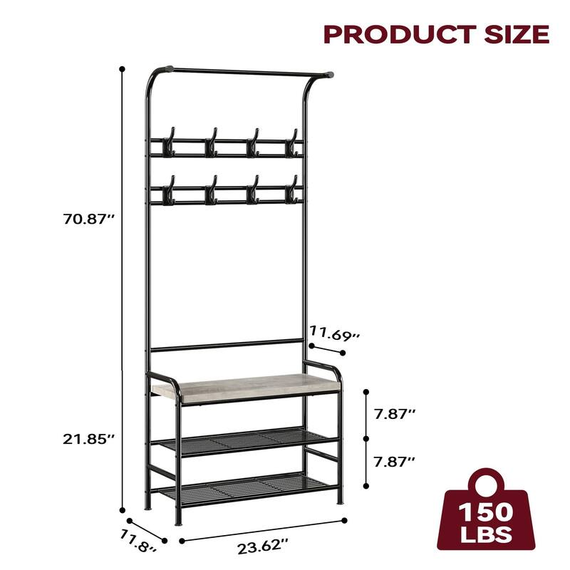 Coat Bench Hall Tree Shoe Rack for Entryway