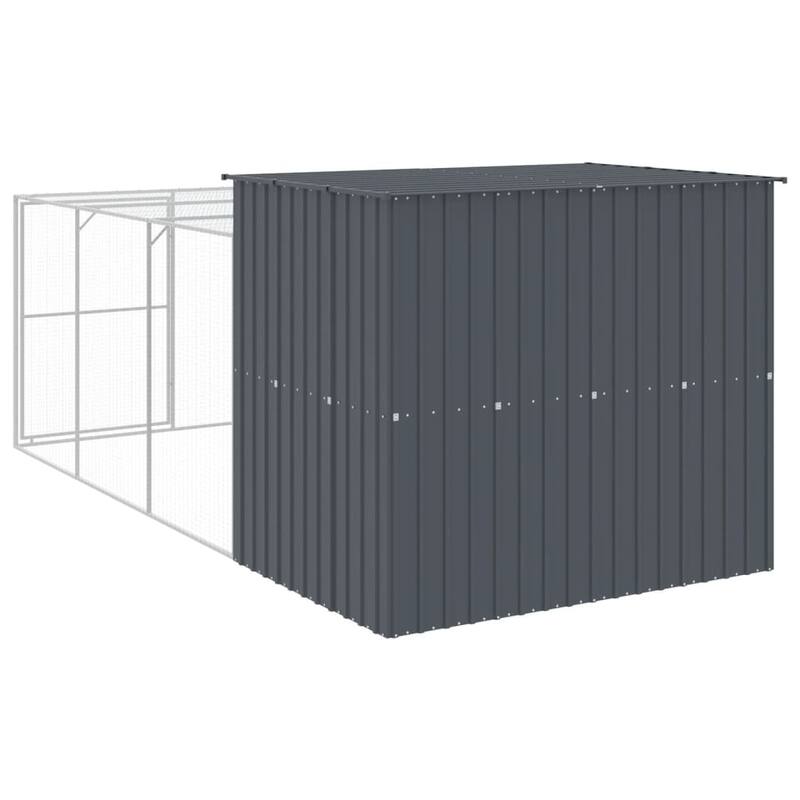 vidaXL Dog House with Run Light Gray/Anthracite multisize Galvanized Steel