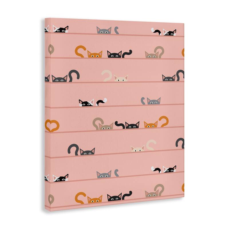 Stupell Peeking Cats on Pink Canvas Wall Art Design By Sazerelli Designs