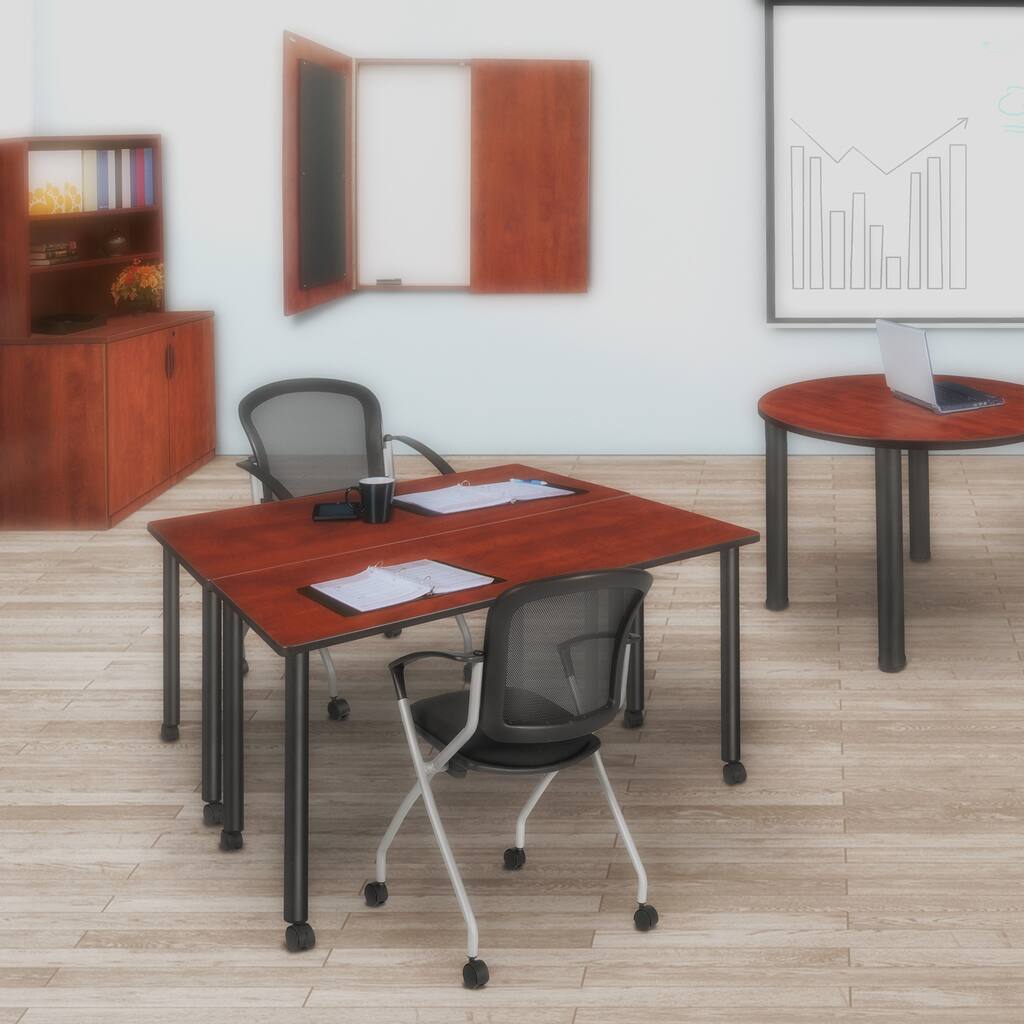42 x 24 in. Mobile Training Seminar Table- Cherry Top, Black Legs