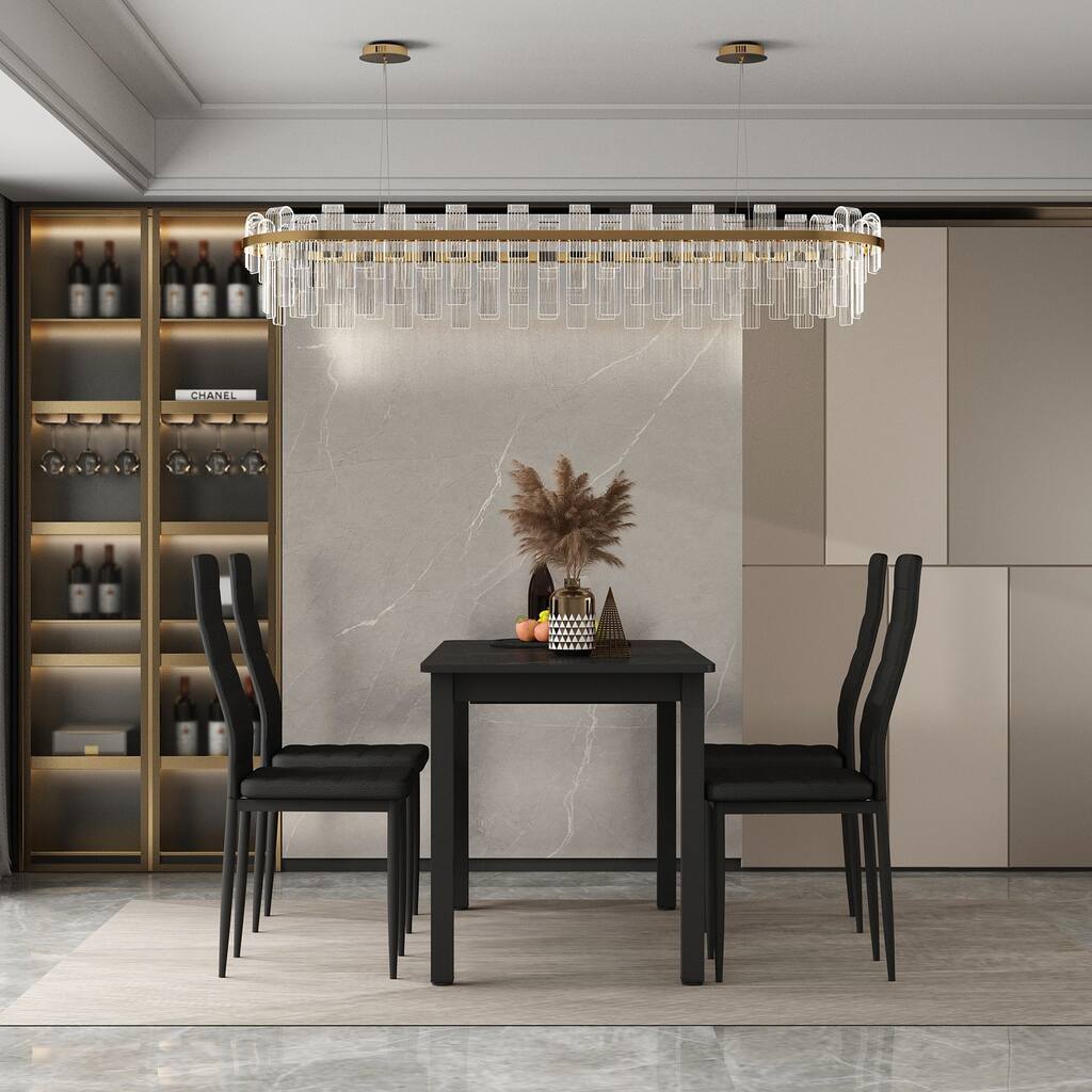 5 Piece Extendable Dining Table People Rectangular Kitchen Table Set