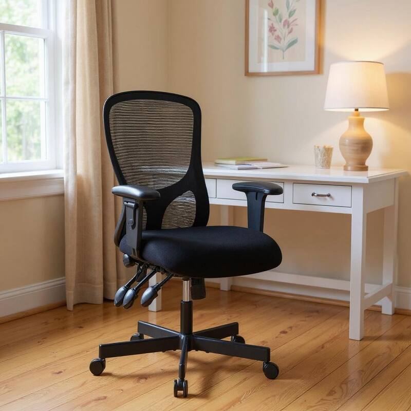 Black Adjustable Height Swivel Rolling Executive Office Chair - Black