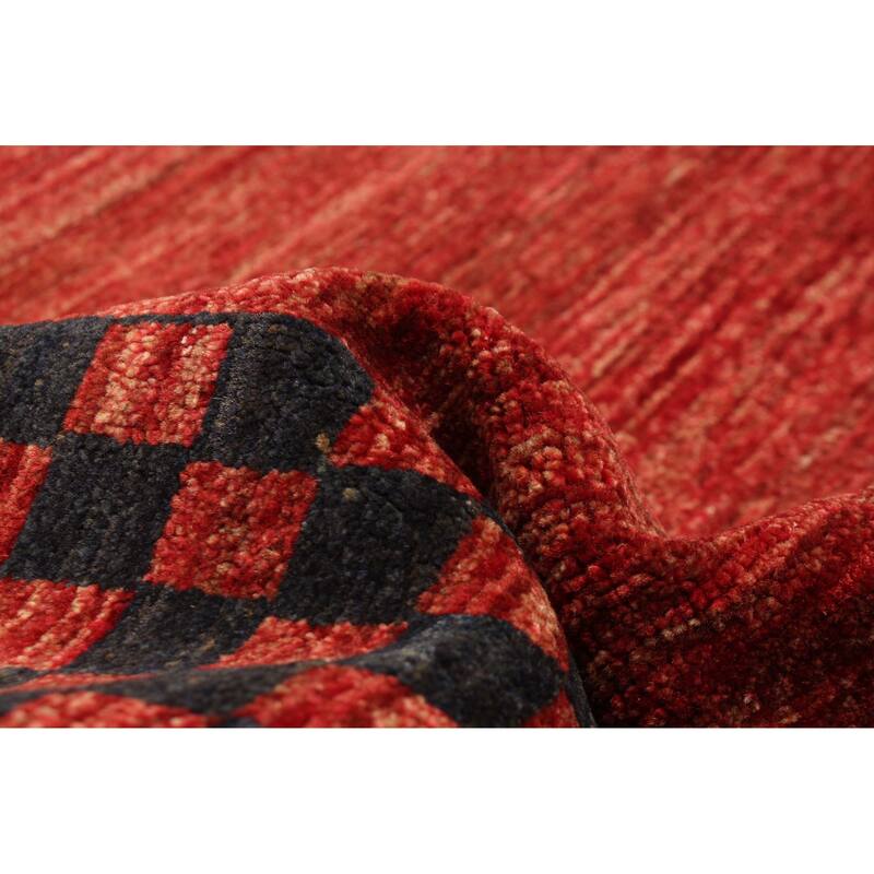 ECARPETGALLERY Hand-knotted Peshawar Ziegler Dark Red Wool Rug - 6'2 x 8'10