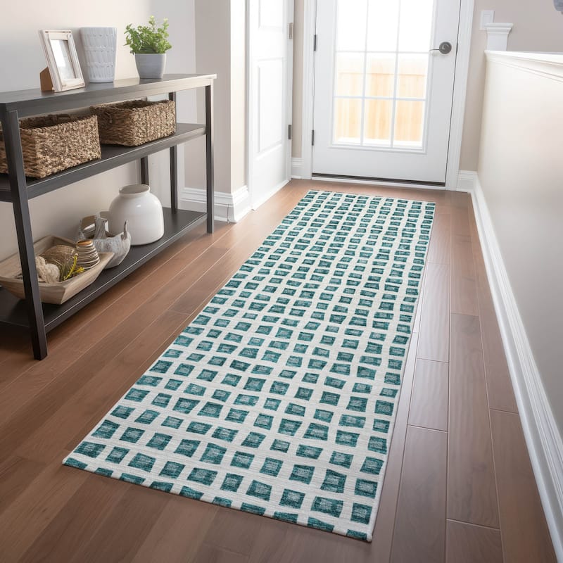 Premium Washable Super Soft Modern Contemporary Mayfield Rug - Teal - 2' 3" x 7' 6" - Runner