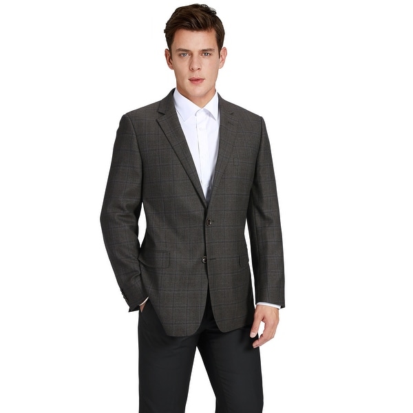 Men's Classic Fit Plaid Blazer 100% Wool Sport Coat. Opens flyout.