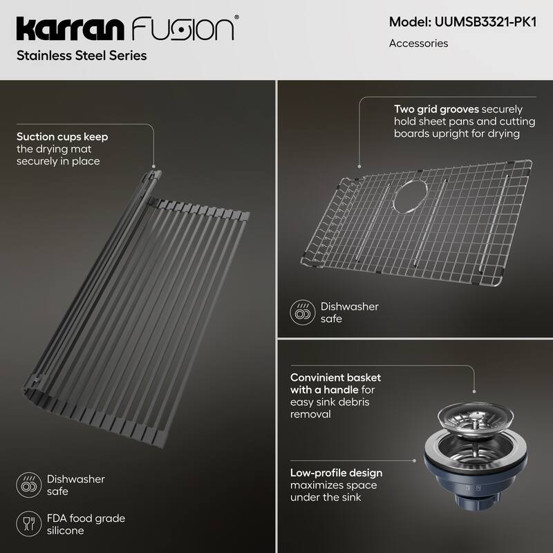 Karran USA UUMSB3321-PK1 Fusion 33" Undermount Single Basin Stainless