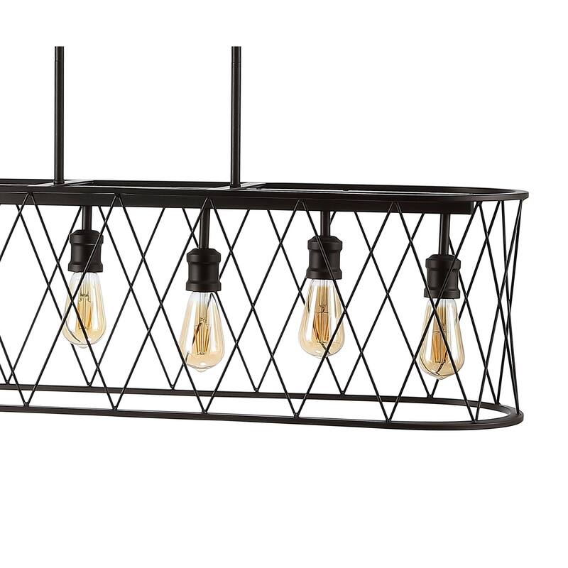 Urbanna 37.75" 6-Light Adjustable Iron Farmhouse Rustic LED Dimmable Pendant, Oil Rubbed Bronze by JONATHAN Y