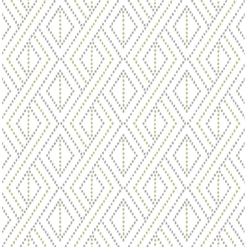 Luxe Haven Boho Grid Toile Peel and Stick Wallpaper - 20.5 in. W x 18 ft. L - Argos Grey & Yellow