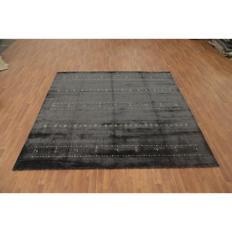 Hand Knotted Oriental 100% Wool Carpet Tribal Animal Pictorial Greys & Charcoal Gabbeh Area Rug - 8' 0'' X 8' 4''