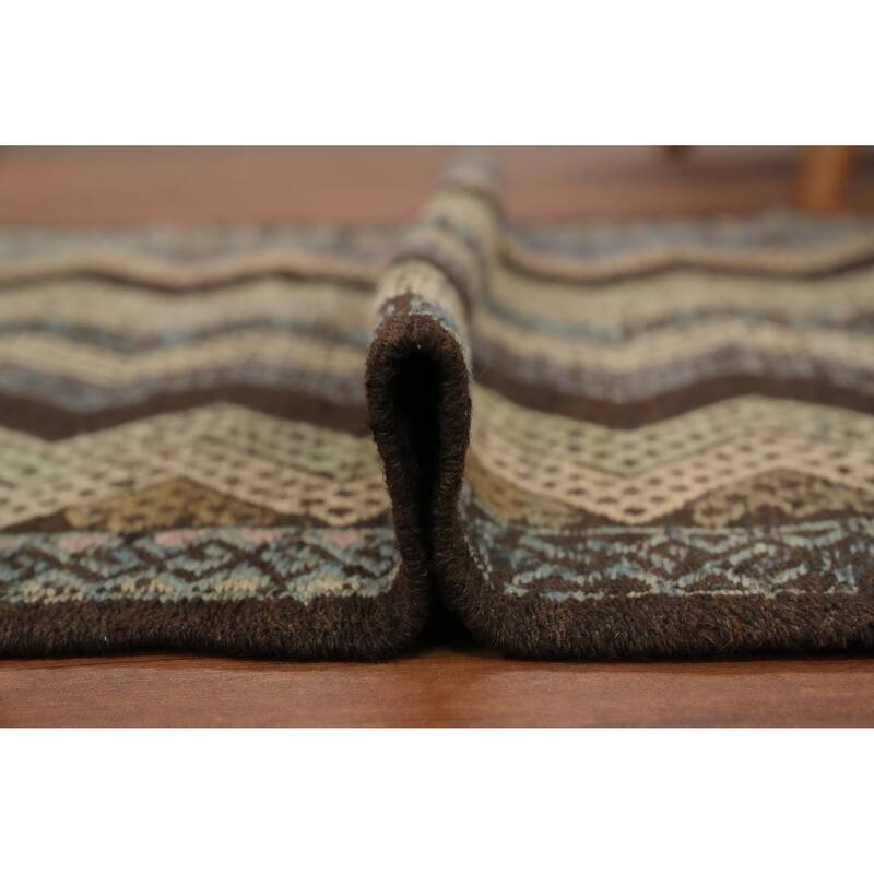 Hand Woven Oriental 100% Wool Carpet Southwestern Tribal Multi-Colored Kilim Runner Rug - 9' 5'' X 3' 0''
