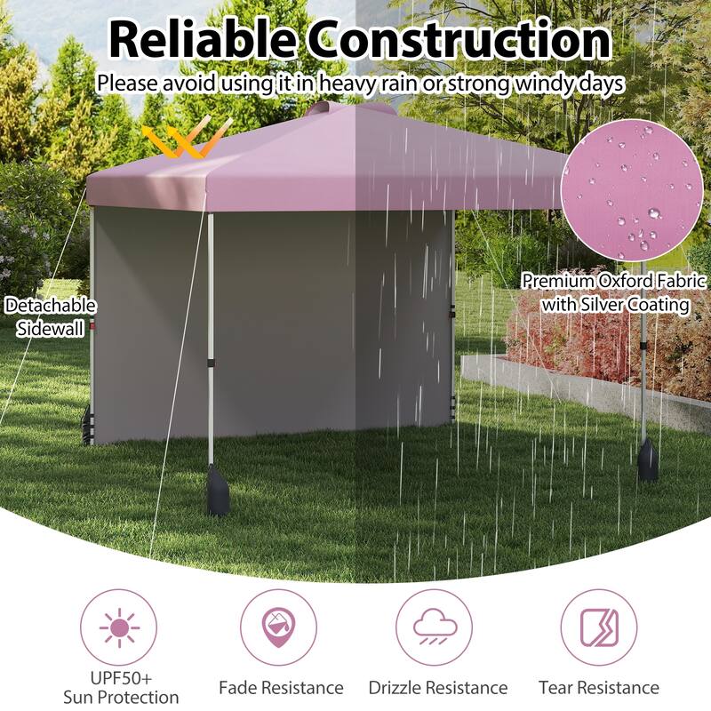 10x10 FT Pop Up Canopy Tent with Sidewall and Wheels for Outdoor