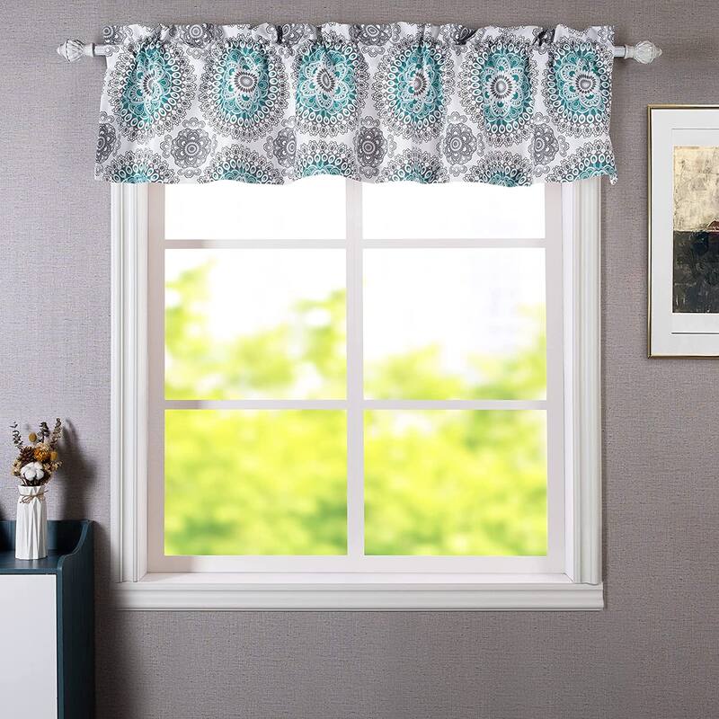 DriftAway Bella Medallion Pattern Room Darkening Rod Pocket Window Curtain Valance