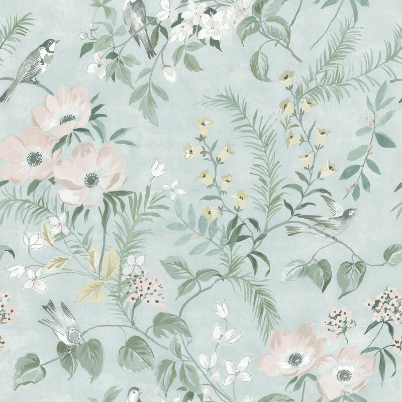 Flowers Glasgow Frederique Grey Bloom 33 ft L X 20.5 in W Wallpaper. - Mint