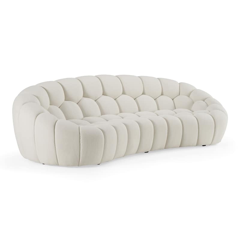 Divani Casa Yolonda Modern Curved Off-White Fabric Sofa