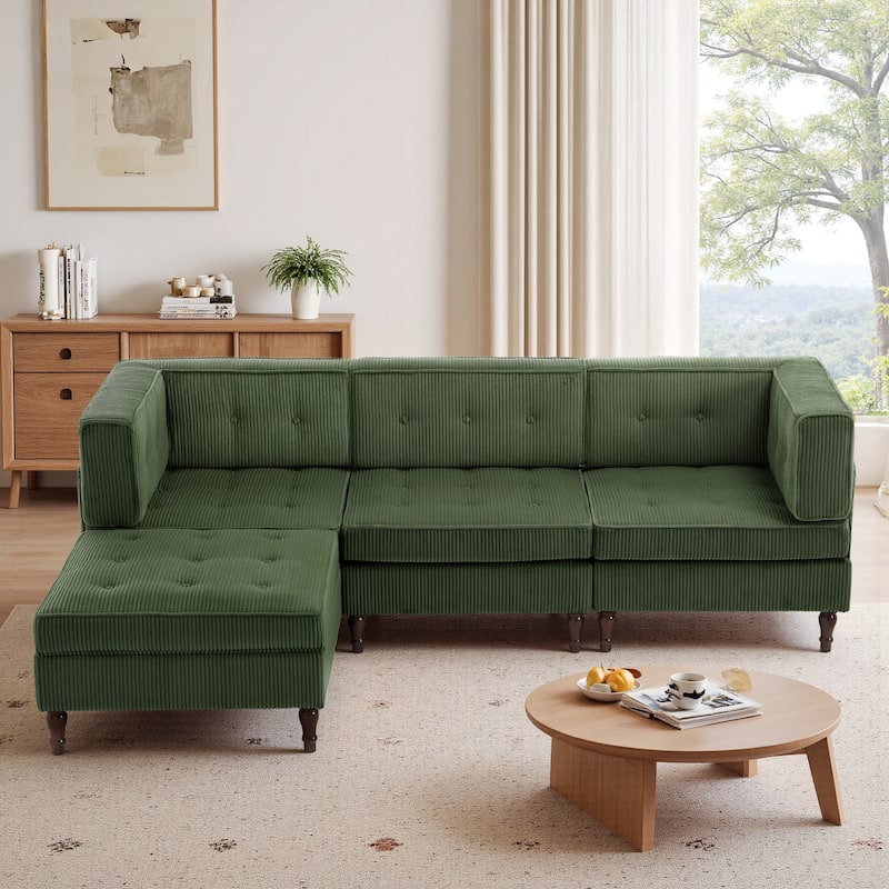 Oversized Sofa Corduroy Tufted Modular Sectional Set