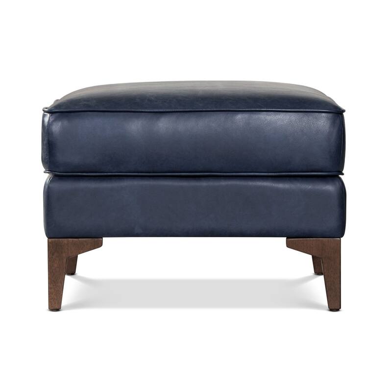 Poly & Bark Essex Genuine Italian Leather Rectangular Ottoman - Midnight Blue