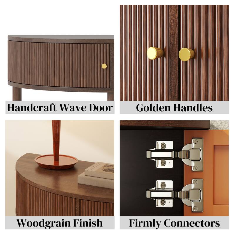console table with two doors and open shelf